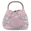 PRADA Brocade Hand Pouch Silk Pink Silver Auth 199363SAM-2