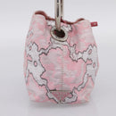 PRADA Brocade Hand Pouch Silk Pink Silver Auth 199363SAM-3