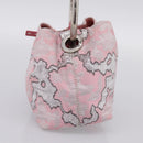 PRADA Brocade Hand Pouch Silk Pink Silver Auth 199363SAM-4