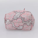 PRADA Brocade Hand Pouch Silk Pink Silver Auth 199363SAM-5