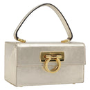 Salvatore Ferragamo Gancini Vanity Hand Bag Leather Gold Auth 199364A-1