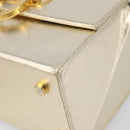 Salvatore Ferragamo Gancini Vanity Hand Bag Leather Gold Auth 199364A-9