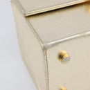 Salvatore Ferragamo Gancini Vanity Hand Bag Leather Gold Auth 199364A-14