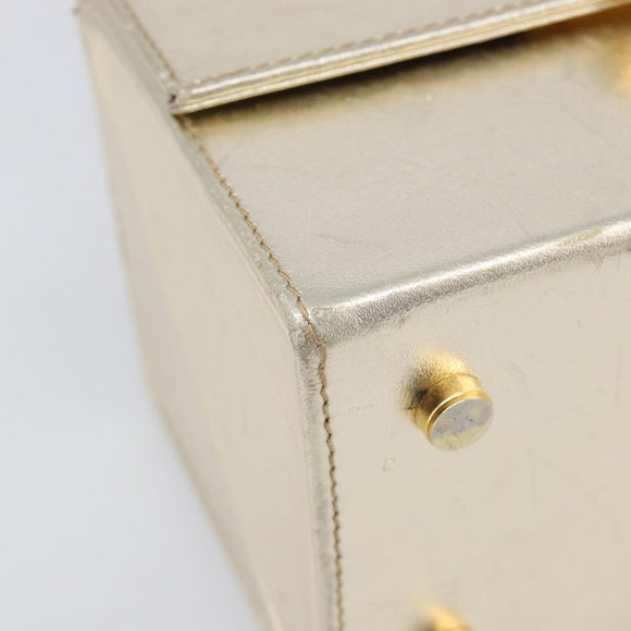 Salvatore Ferragamo Gancini Vanity Hand Bag Leather Gold Auth 199364A