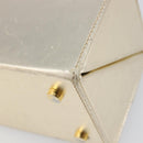 Salvatore Ferragamo Gancini Vanity Hand Bag Leather Gold Auth 199364A-15