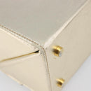 Salvatore Ferragamo Gancini Vanity Hand Bag Leather Gold Auth 199364A-16