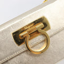 Salvatore Ferragamo Gancini Vanity Hand Bag Leather Gold Auth 199364A-17
