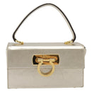 Salvatore Ferragamo Gancini Vanity Hand Bag Leather Gold Auth 199364A-13