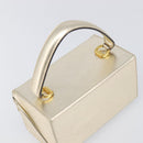 Salvatore Ferragamo Gancini Vanity Hand Bag Leather Gold Auth 199364A-6