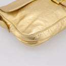 FENDI Mamma Baguette Shoulder Bag Leather Gold Silver Auth 199367A-14