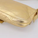 FENDI Mamma Baguette Shoulder Bag Leather Gold Silver Auth 199367A-15