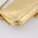 FENDI Mamma Baguette Shoulder Bag Leather Gold Silver Auth 199367A-16