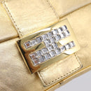 FENDI Mamma Baguette Shoulder Bag Leather Gold Silver Auth 199367A-17