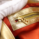 FENDI Mamma Baguette Shoulder Bag Leather Gold Silver Auth 199367A-20
