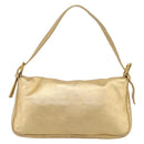 FENDI Mamma Baguette Shoulder Bag Leather Gold Silver Auth 199367A-2