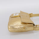 FENDI Mamma Baguette Shoulder Bag Leather Gold Silver Auth 199367A-4