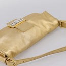 FENDI Mamma Baguette Shoulder Bag Leather Gold Silver Auth 199367A-6