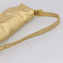 FENDI Mamma Baguette Shoulder Bag Leather Gold Silver Auth 199367A-7