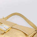 FENDI Mamma Baguette Shoulder Bag Leather Gold Silver Auth 199367A-8