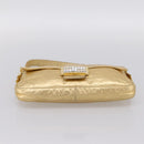FENDI Mamma Baguette Shoulder Bag Leather Gold Silver Auth 199367A-5