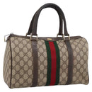 GUCCI GG Supreme Web Sherry Line Boston Bag PVC Beige 10 012 3842 Auth 199377-1
