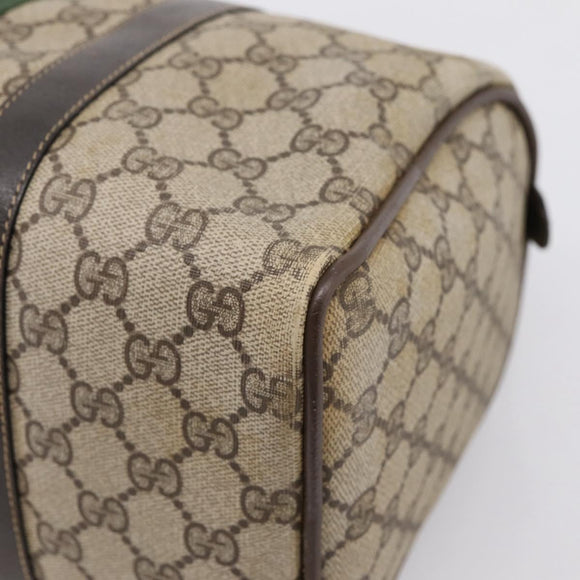 GUCCI GG Supreme Web Sherry Line Boston Bag PVC Beige 10 012 3842 Auth 199377