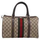 GUCCI GG Supreme Web Sherry Line Boston Bag PVC Beige 10 012 3842 Auth 199377-2