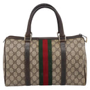 GUCCI GG Supreme Web Sherry Line Boston Bag PVC Beige 10 012 3842 Auth 199377-3