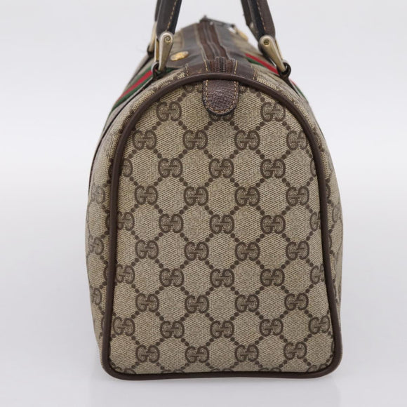 GUCCI GG Supreme Web Sherry Line Boston Bag PVC Beige 10 012 3842 Auth 199377