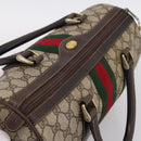 GUCCI GG Supreme Web Sherry Line Boston Bag PVC Beige 10 012 3842 Auth 199377-6