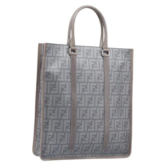 FENDI Zucca Tote Bag PVC Leather Gray Silver 7VA243 Auth 199379V