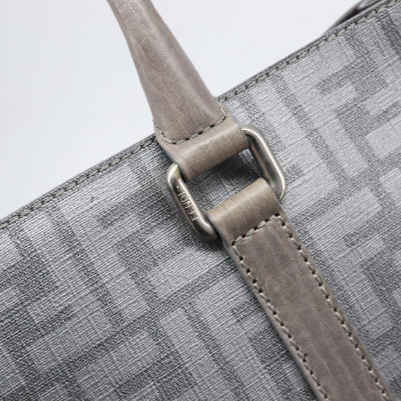 FENDI Zucca Tote Bag PVC Leather Gray Silver 7VA243 Auth 199379V
