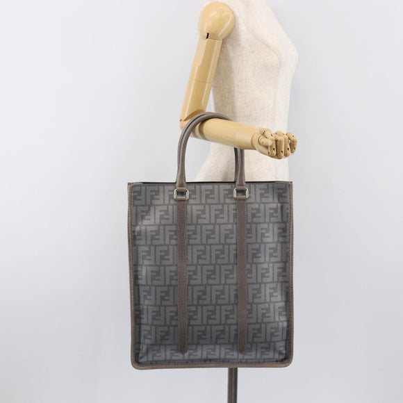 FENDI Zucca Tote Bag PVC Leather Gray Silver 7VA243 Auth 199379V