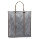 FENDI Zucca Tote Bag PVC Leather Gray Silver 7VA243 Auth 199379V-2