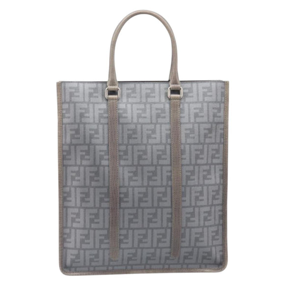 FENDI Zucca Tote Bag PVC Leather Gray Silver 7VA243 Auth 199379V