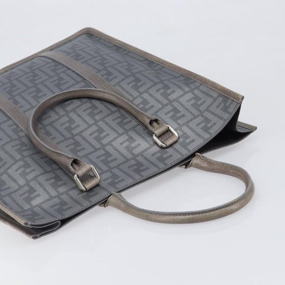 FENDI Zucca Tote Bag PVC Leather Gray Silver 7VA243 Auth 199379V