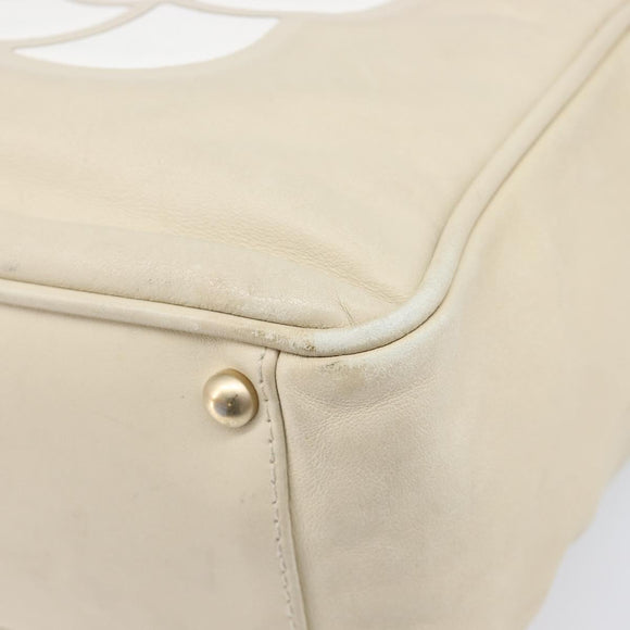 CHANEL Camelia Tote Bag Lamb Skin Beige Gold Tone CC Auth 199382V