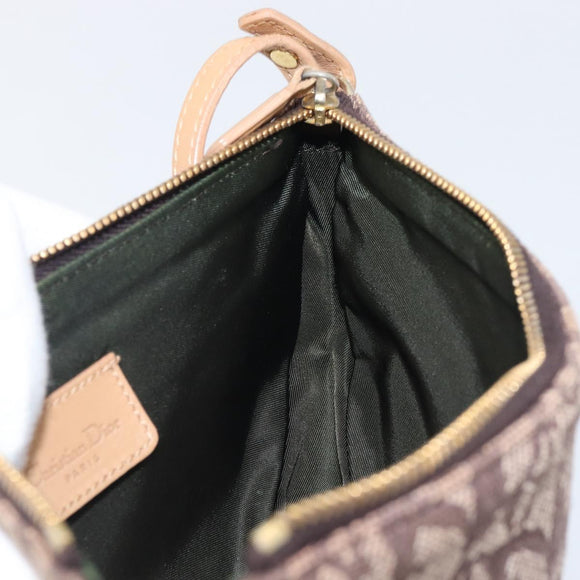 Christian Dior Trotter Canvas Saddle Pouch Brown Gold Tone Auth 199384V