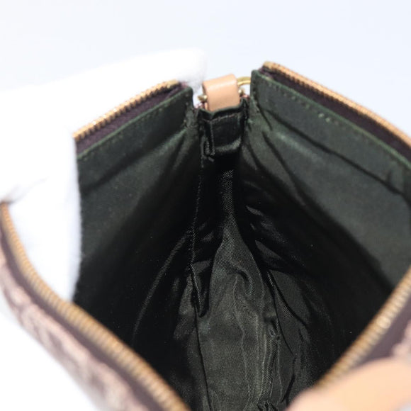 Christian Dior Trotter Canvas Saddle Pouch Brown Gold Tone Auth 199384V