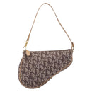 Christian Dior Trotter Canvas Saddle Pouch Brown Gold Tone Auth 199384V-2