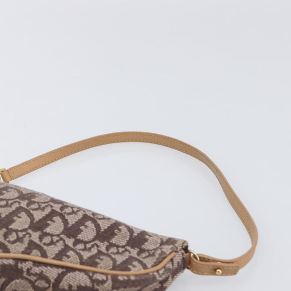 Christian Dior Trotter Canvas Saddle Pouch Brown Gold Tone Auth 199384V