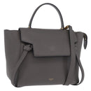 CELINE Belt Bag Micro Hand Bag Leather 2way Gray Gold Auth 199385V-1
