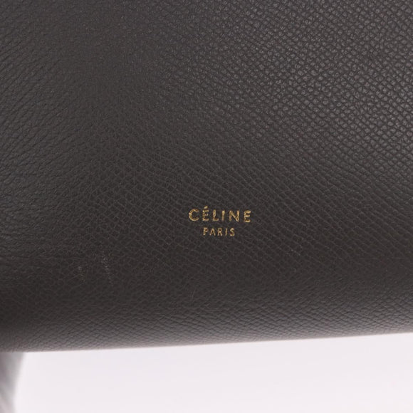 CELINE Belt Bag Micro Hand Bag Leather 2way Gray Gold Auth 199385V