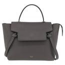 CELINE Belt Bag Micro Hand Bag Leather 2way Gray Gold Auth 199385V-13