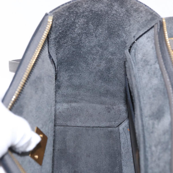 CELINE Belt Bag Micro Hand Bag Leather 2way Gray Gold Auth 199385V