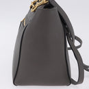 CELINE Belt Bag Micro Hand Bag Leather 2way Gray Gold Auth 199385V-4