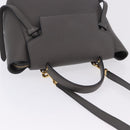 CELINE Belt Bag Micro Hand Bag Leather 2way Gray Gold Auth 199385V-6