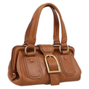 CELINE Doctors Hand Bag Leather Brown Gold Auth 199386A-1