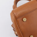 CELINE Doctors Hand Bag Leather Brown Gold Auth 199386A-14