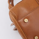 CELINE Doctors Hand Bag Leather Brown Gold Auth 199386A-16